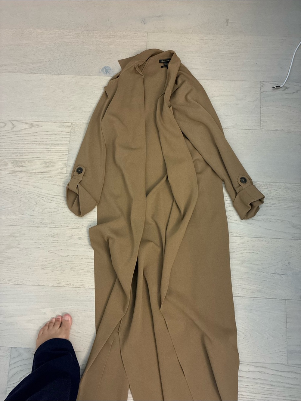 Massimo Dutti Tan Long Trench Coat
